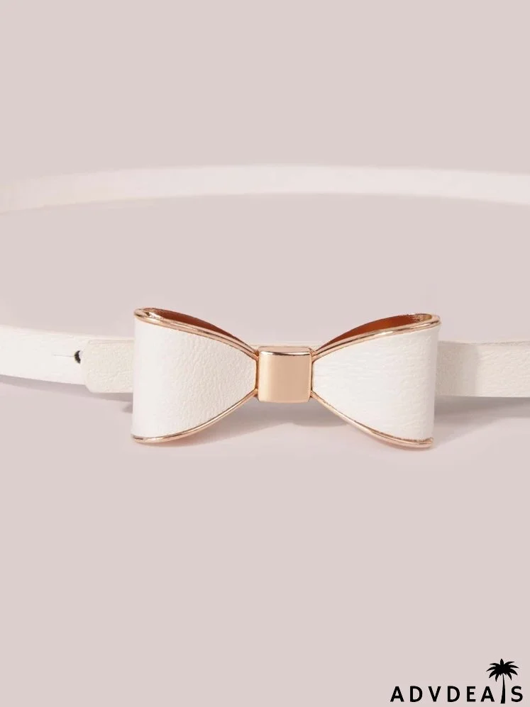Bow Design Buckle Skinny Belt