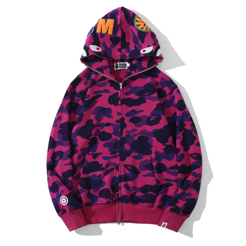 BAPE Shark Camo Hooded Cardigan Zipper Sweater Coat