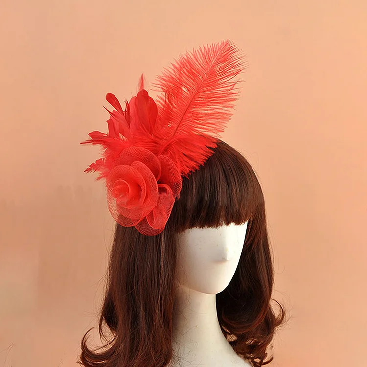Halloween Decorate Mesh Flower Feather Headgear