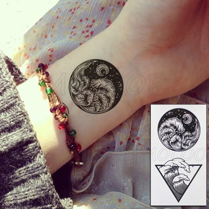 Tattoo Sticker Moon Sun Lunar Star Element Body Art Makeup Waterproof Temporary Women and Men Fake Tatoo