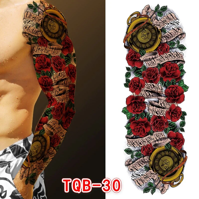 Sdrawing Temporari Tattoo Sticker for Men Death Skull Henna Skeleton King Animal Arm Leg Tatoo Pattern Fake Tattoo for Woman