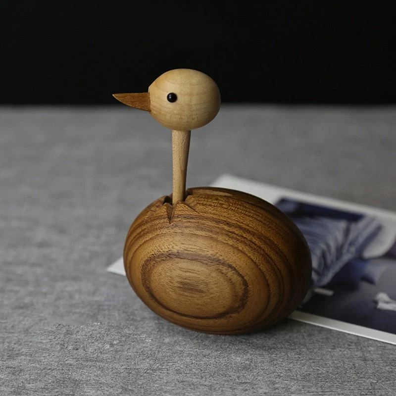 Nordic Handicraft Log Handmade Ostrich Puppet Solid Wood Ornaments Creative Wood Home Decorations