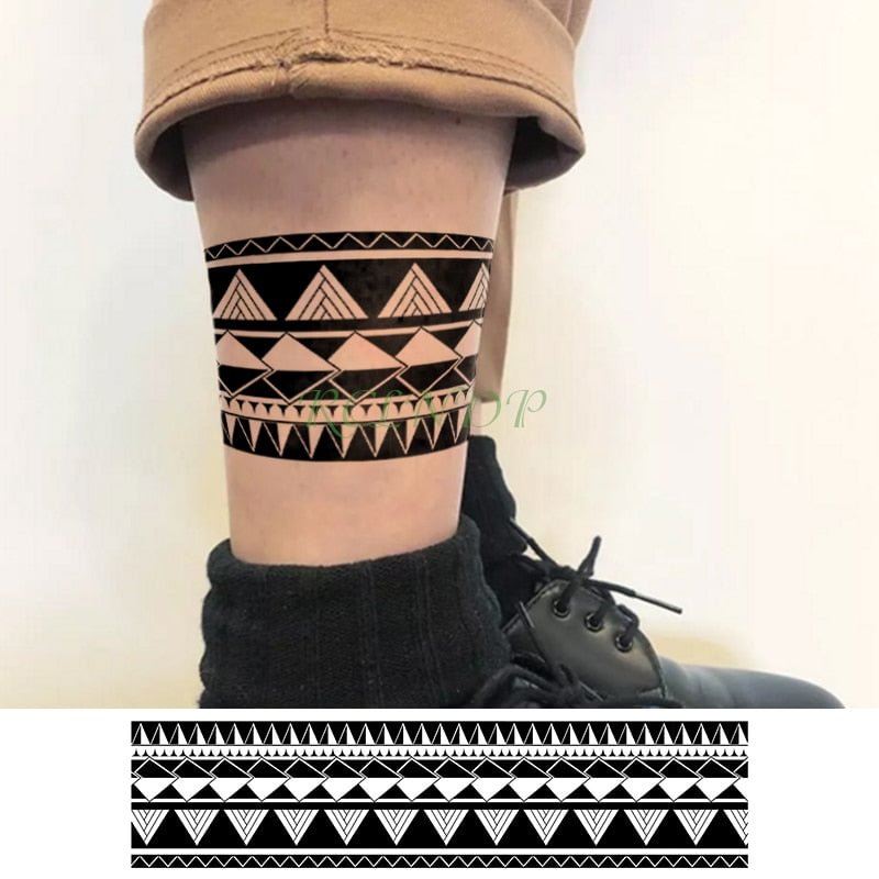 Waterproof Temporary Tattoo Sticker Triangle Line band Fake Tatto Personality Flash Tatoo Waist Arm Foot Tato for Girl Women Men