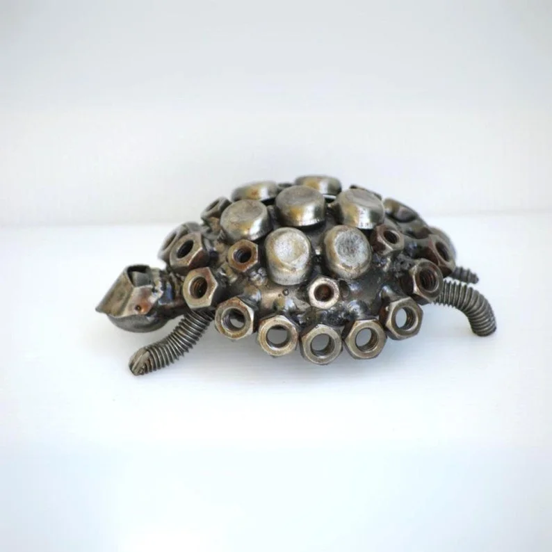 Recycled Metal Art TURTLE Statue