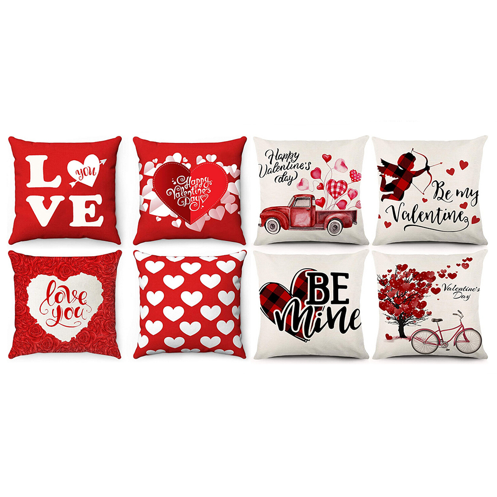 

Throw Pillow Covers, Linen Heart Love Valentine Pillowcase Cover, Pack of 4, 2#4pc, 501 Original