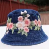 Women's Retro Ethnic Style Embroidered Denim Fisherman Bucket Hat