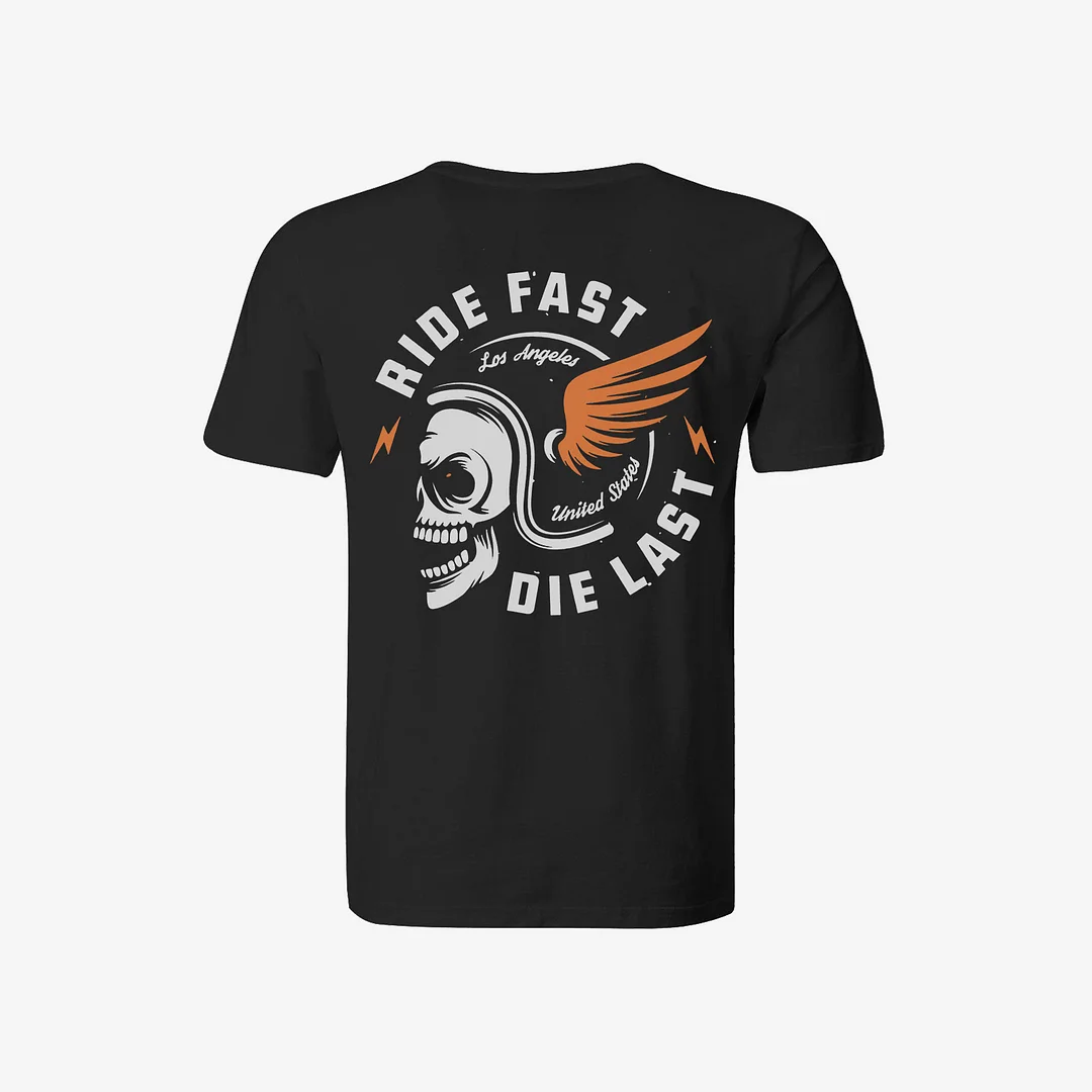 Ride Fast Die Last Skull Helmet TShirt