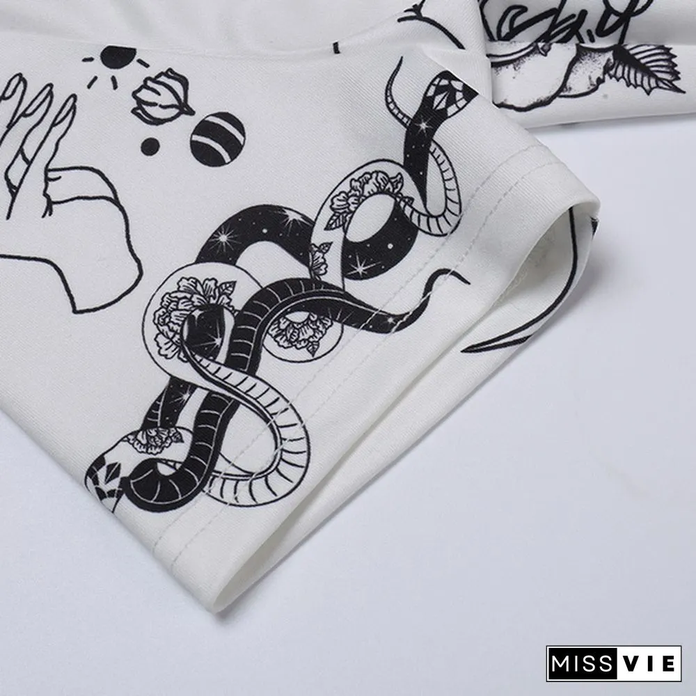 Women's Vintage Cheongsam Print Dress Floral White Short Sleeve High Waist Skinny Mini Dress Party Slit Cheongsam