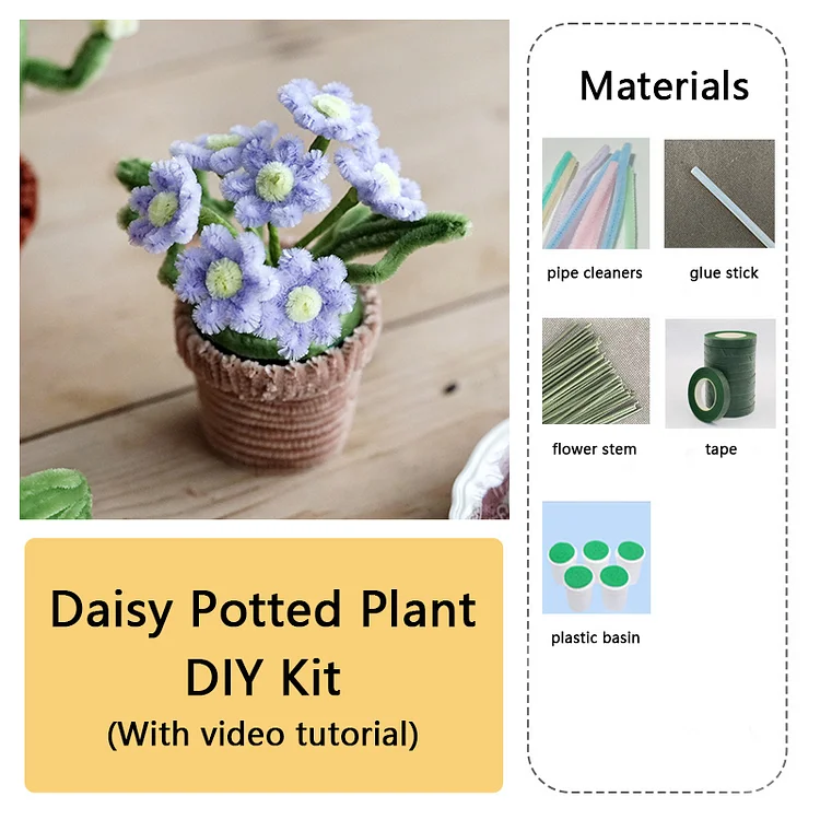 DIY Pipe Cleaners Kit - Daisy Potted Plant