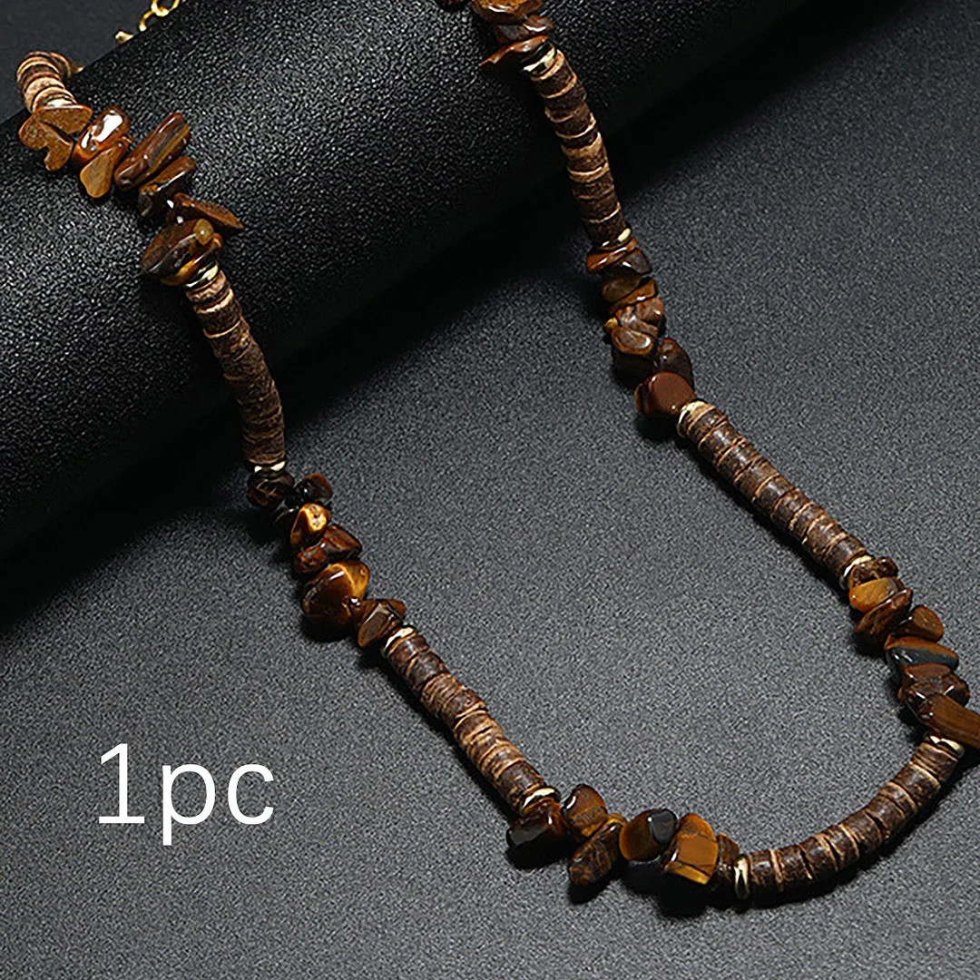 African Tribal Natural Stone Wood Beads Necklace