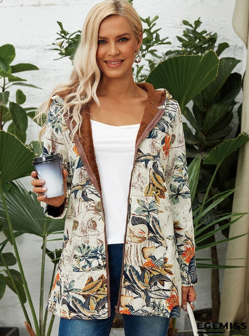 Casual Printed Velvet Coat | EGEMISS
