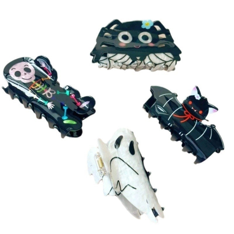 Halloween Hip-Hop Retro Funny Women’s Spider Bat Skull Arylic Hair Claws