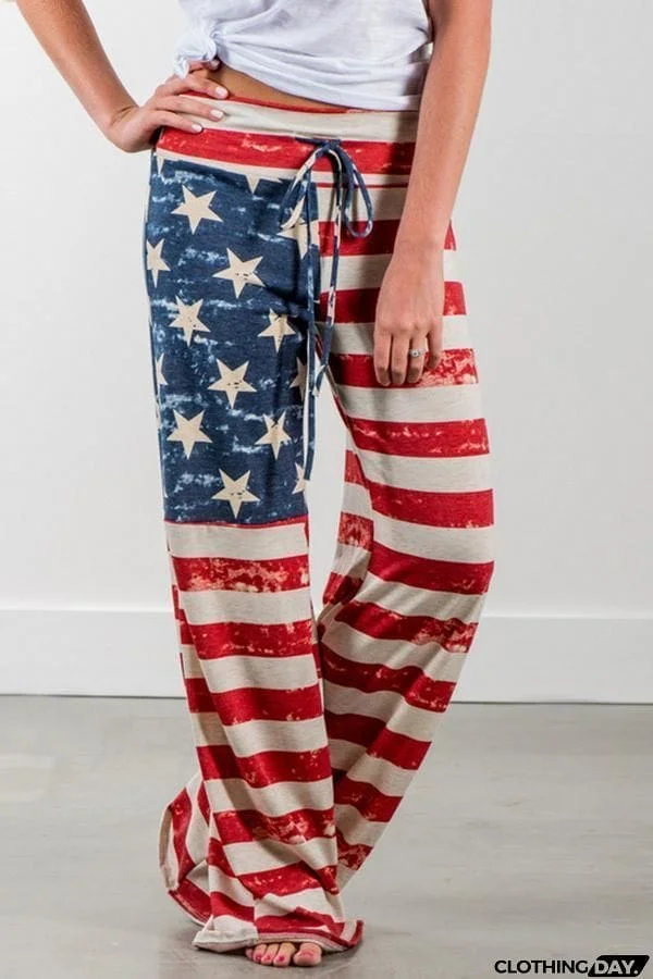 Casual Printed Baggy Pants (With Drawstring) (4 Colors)