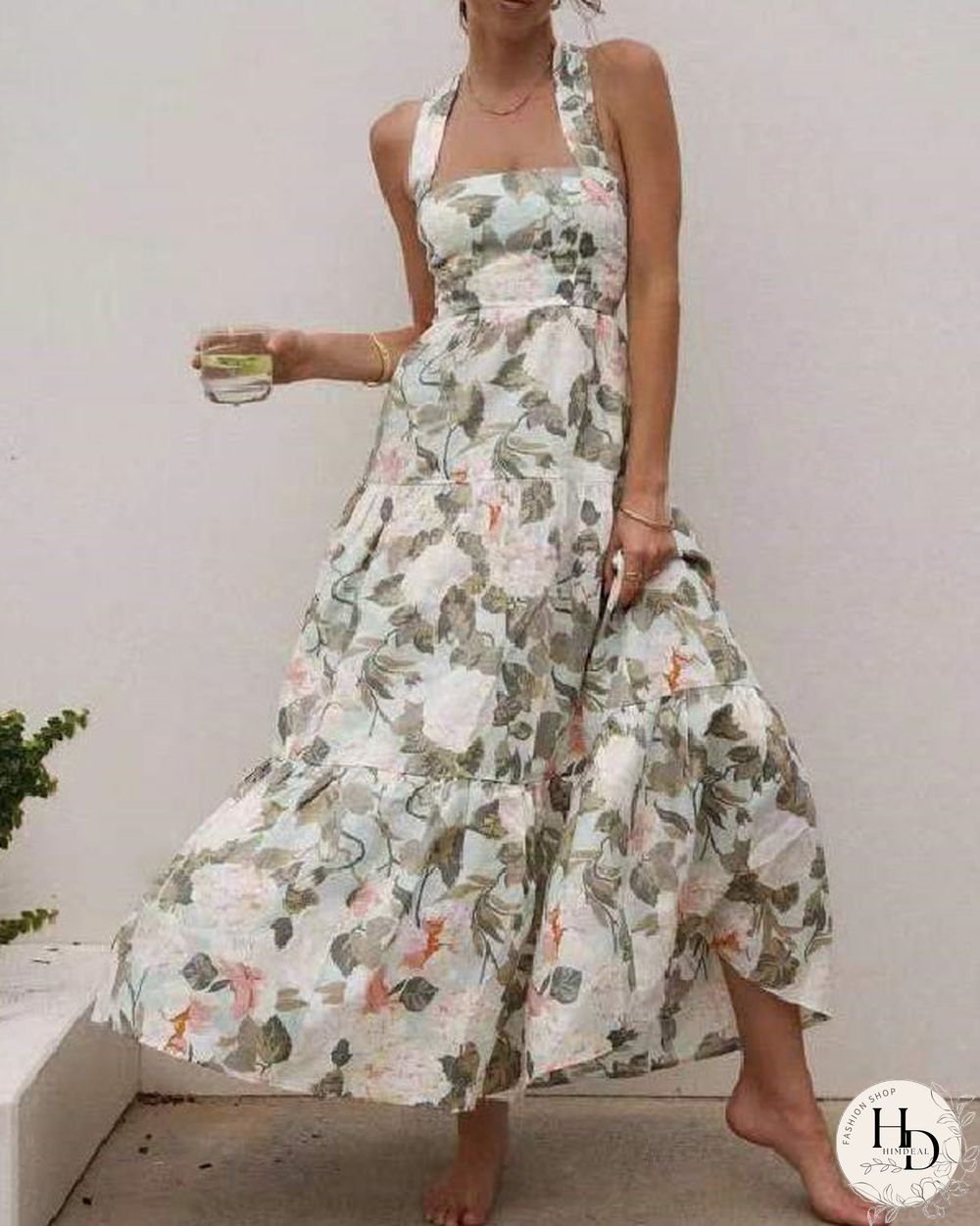 Vintage Casual Vacation Boho Sling Floral Print Dress S-5XL