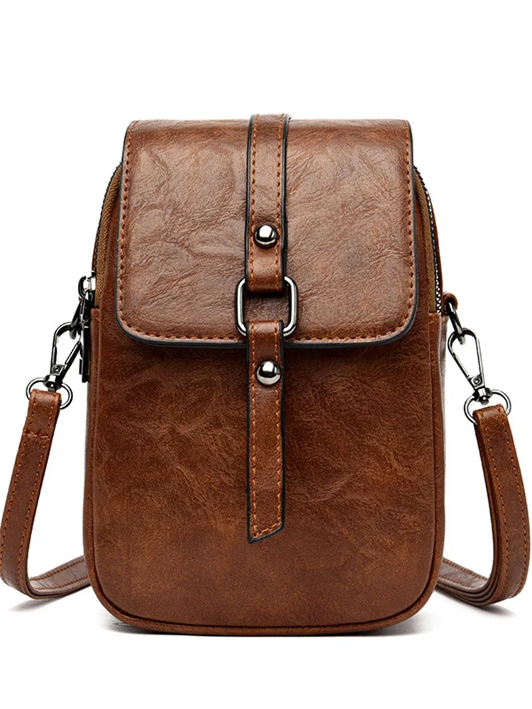 Vintage Studded Buckle Flap Mini Crossbody Bag