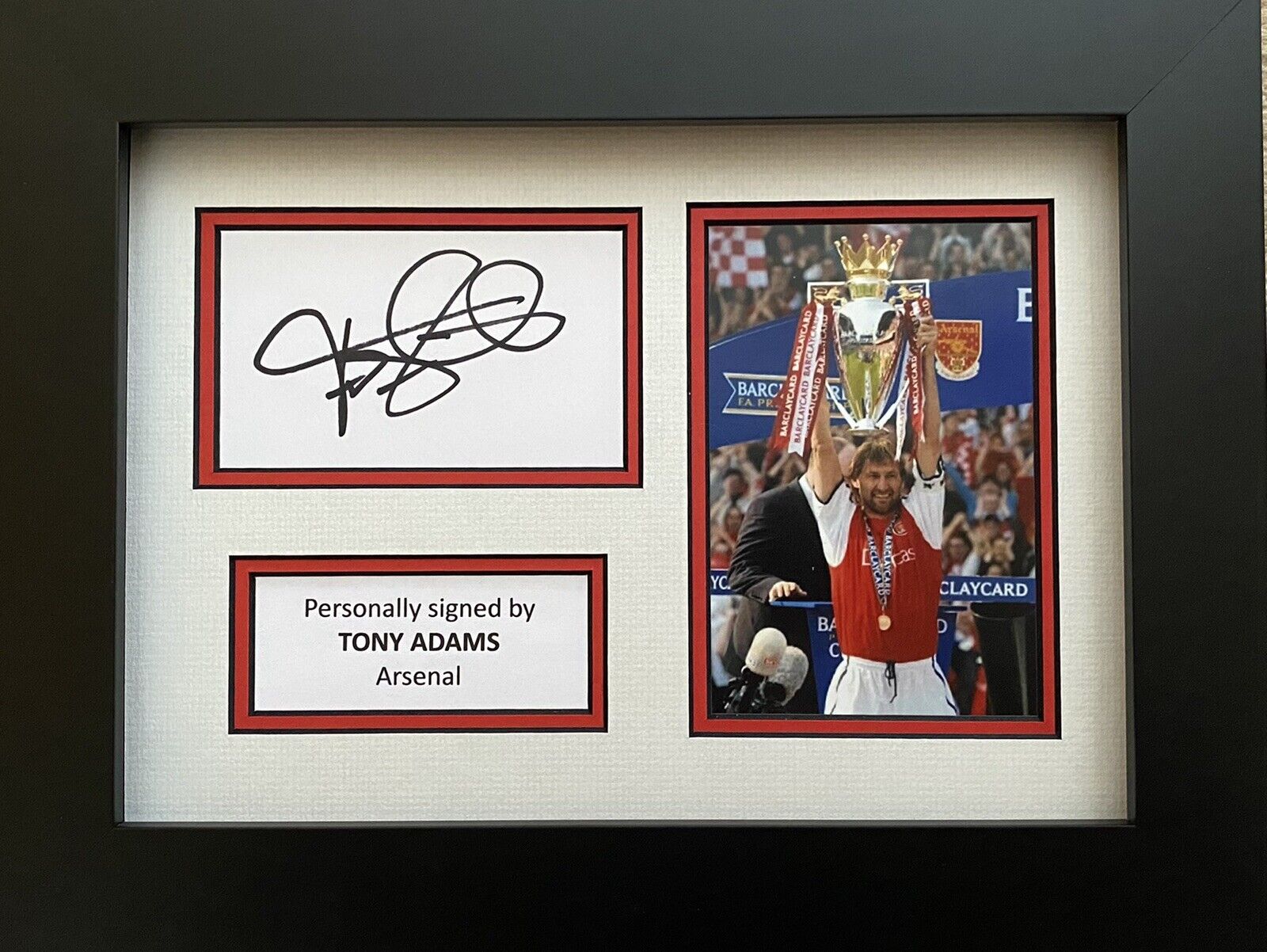 Tony Adams Hand Signed White Card In A4 Arsenal Frame Display