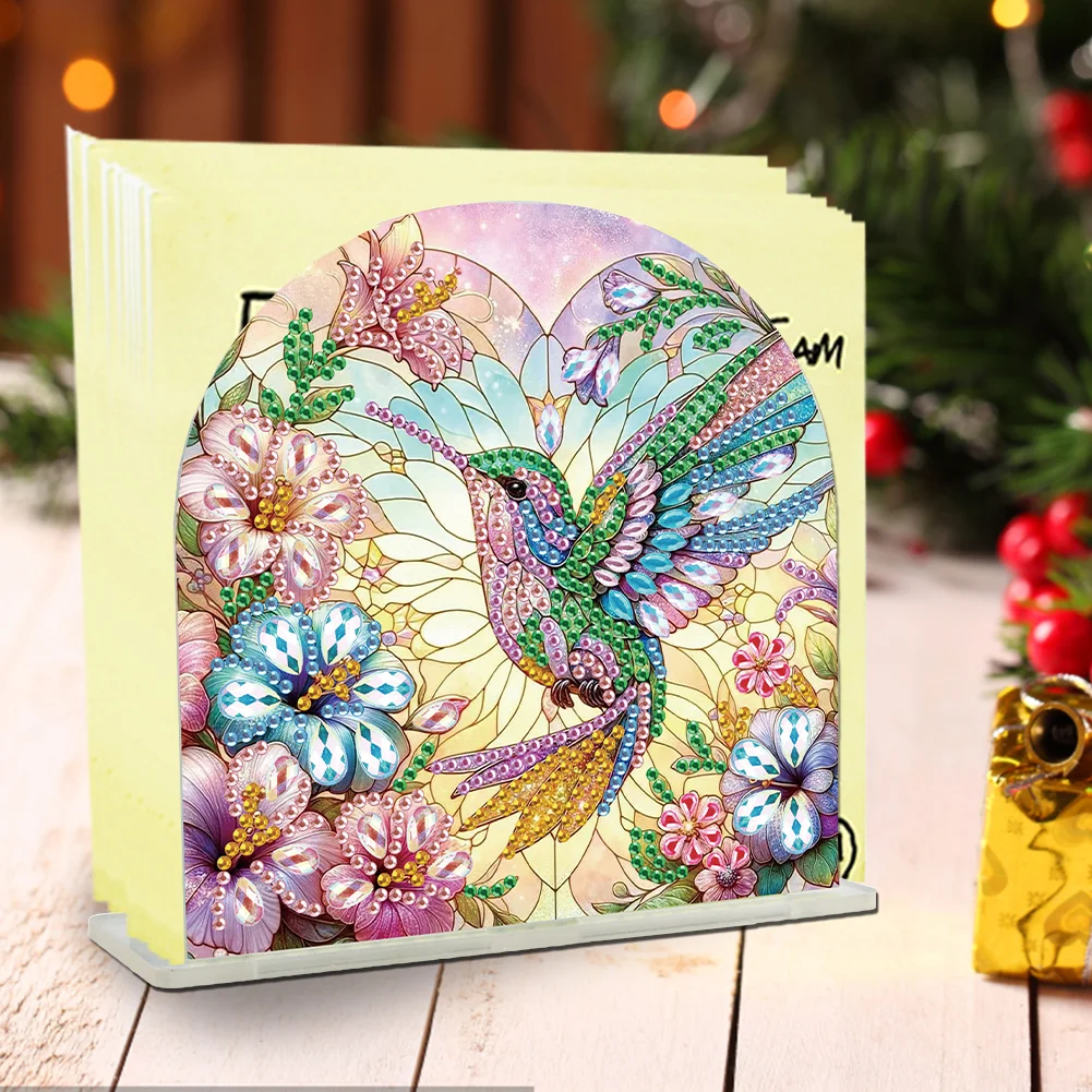 DIY Flower Hummingbird Acrylic Napkin Holder Diamond Painting Kit for Home Table Decor