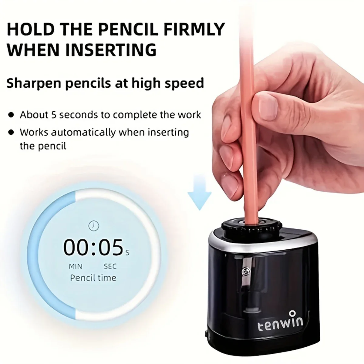 Tegooe Tegooe Automatic Electric Pencil Sharpener with Auto-Stop for Standard Pencils 6-8mm