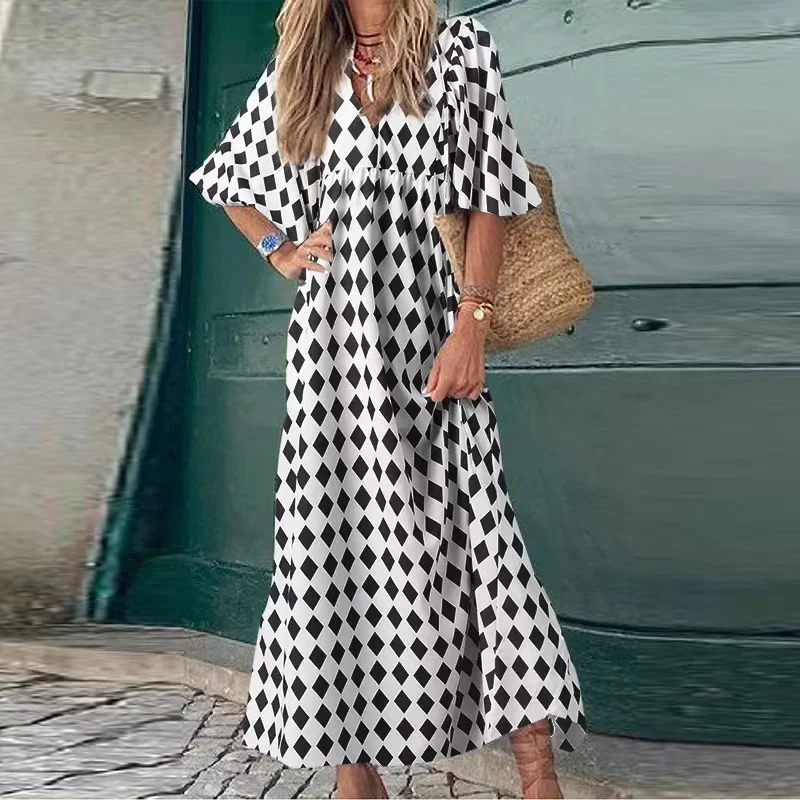 Boho Style Puff Sleeves Dress