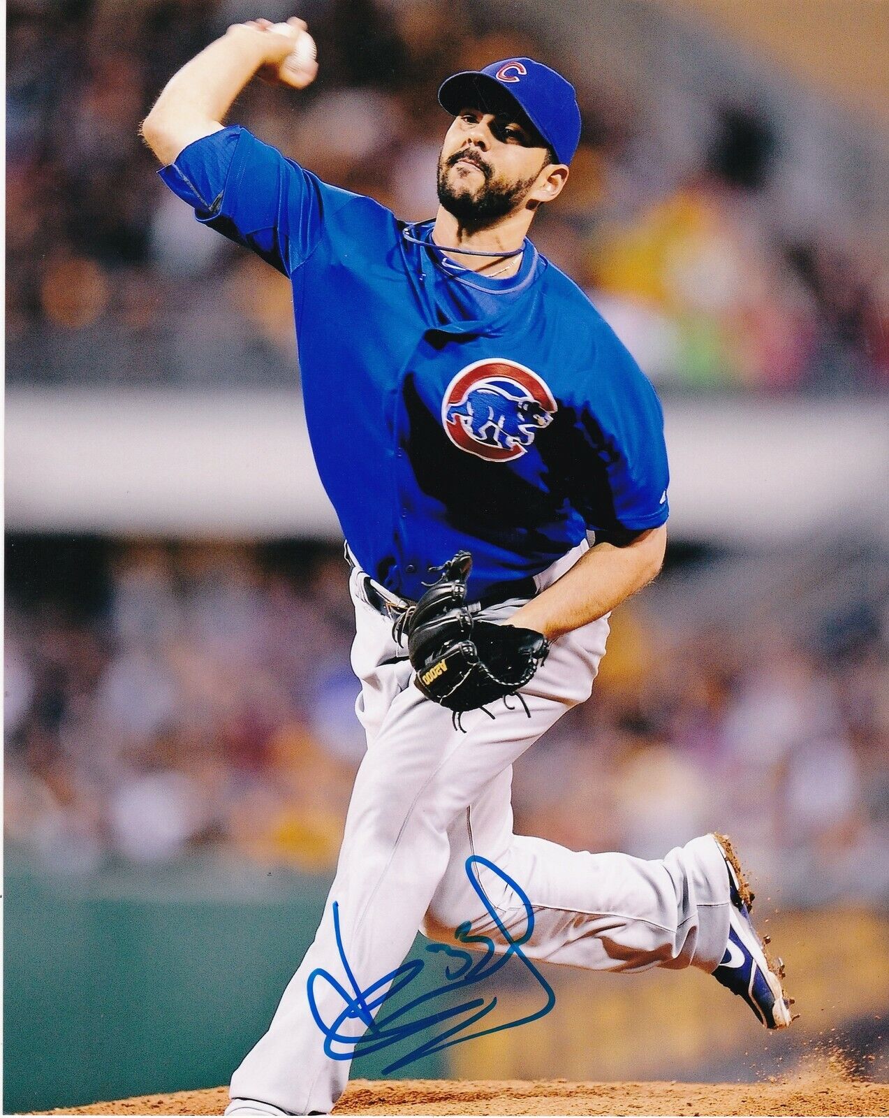 CARLOS VILLANUEVA CHICAGO CUBS ACTION SIGNED 8x10