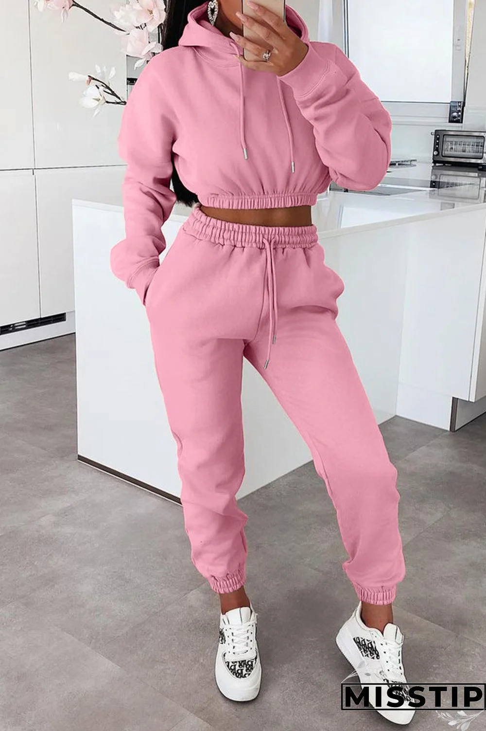 Black Fashion Casual Solid Basic Hooded Collar Long Sleeve Two Pieces