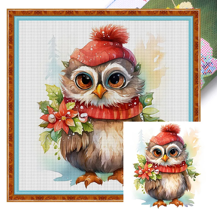 Christmas Owl 18CT (20*20CM) Stamped Cross Stitch gbfke
