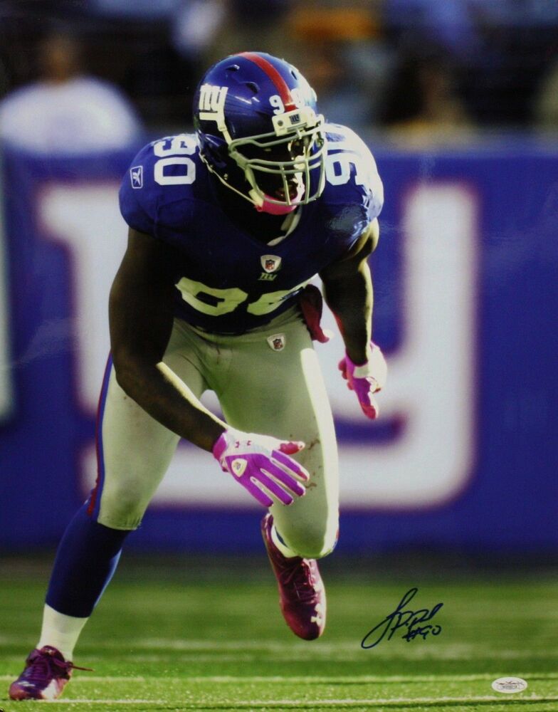 Jason Pierre Paul Autographed 16x20 Front View Running Photo Poster painting- JSA Authenticated