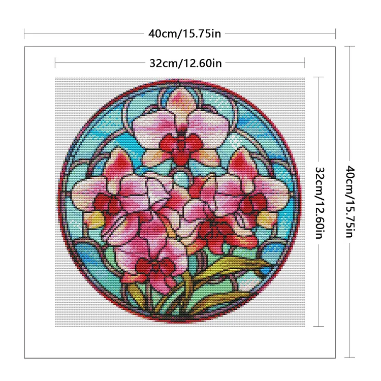 DIY Stamped Cross Stitch Kits With Hoop Stained Glass Hummingbird Morning Glory For Beginners Easy 11CT Needlepoint Embroidery Counted