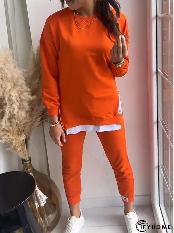 Autumn Patchwork Two-in-One Sweater and Sweatpants Set | IFYHOME