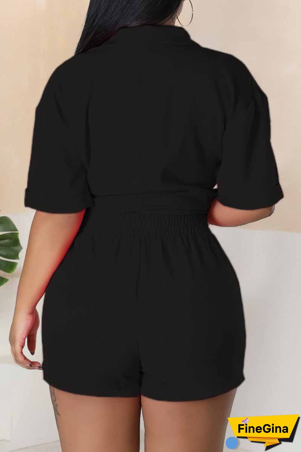 Blue Street Print Letter Turndown Collar Short Sleeve Two Pieces