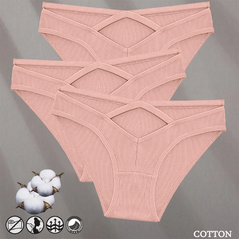 Billionm Women Sexy Cotton Underwear V-Waist Hollow Out Panties Briefs Solid Color Intimates Lingerie Female Comfortable Panty
