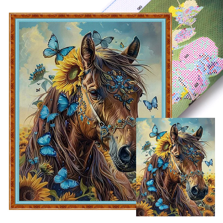【Huacan Brand】Horse 40*50cm 11CT Stamped Canvas Cross Stitch gbfke