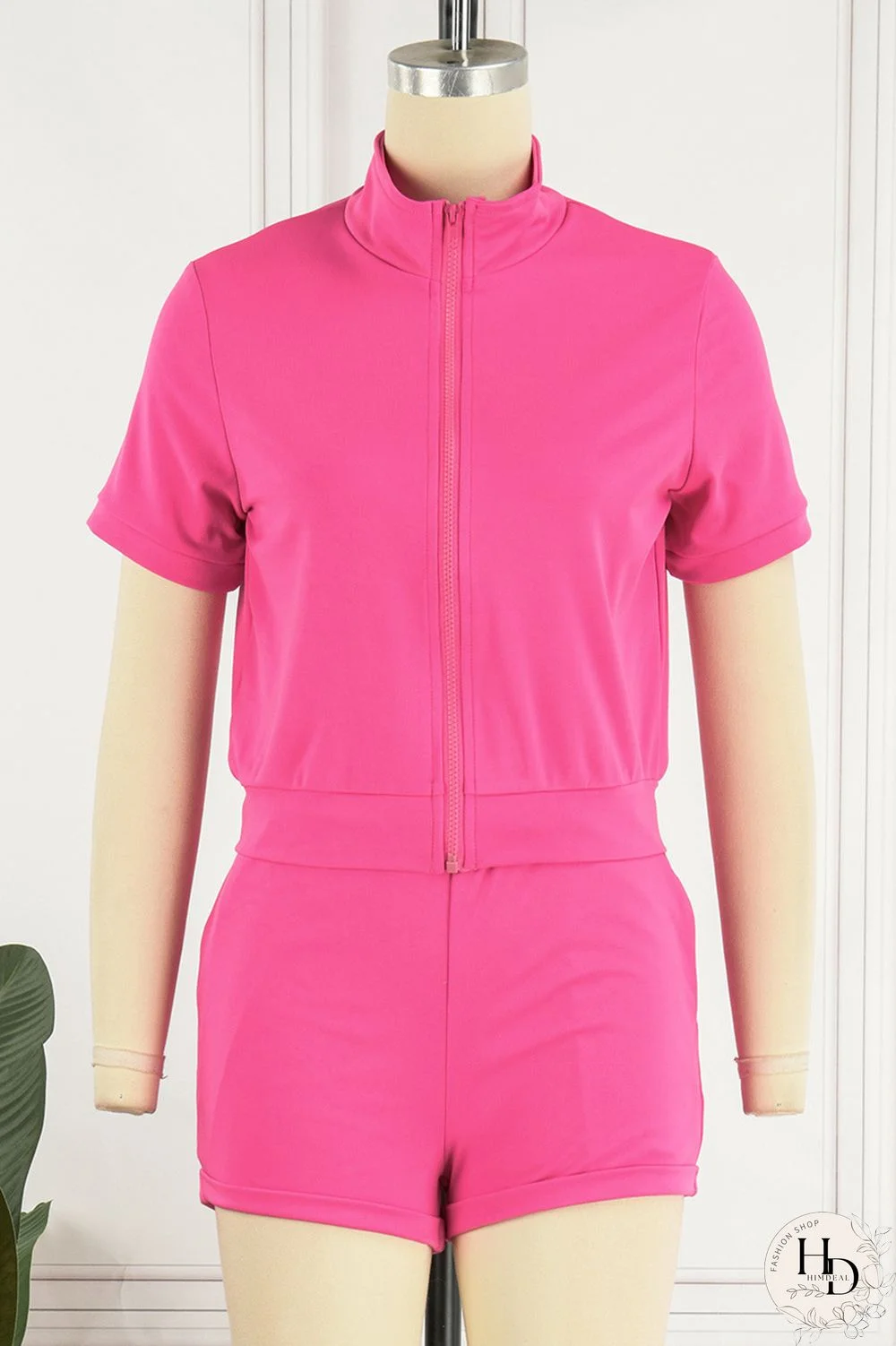 Yellow Street Solid Patchwork Turndown Collar Short Sleeve Two Pieces