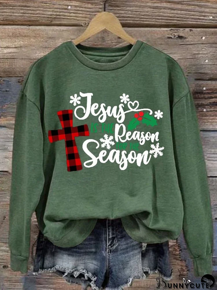 Jesus Is The Reason For The Season Women's Casual Print Sweatshirt