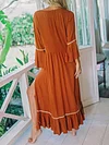 Loose And Casual Solid Color Flared Sleeves Maxi Dresses