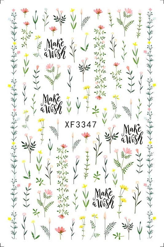 3D Nail Sticker Flowers Leaves Abstract Floral Decals And Sticker Nail Foils Slider Nail Art Decals Manicure Nails Accesories-Nail Inspo