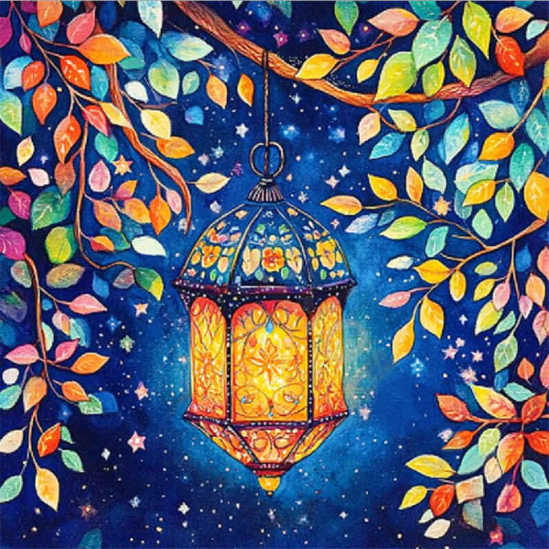 5D DIY Full Round Drill Partial AB Diamond Painting Lamp Kit Art Decor 45x45cm