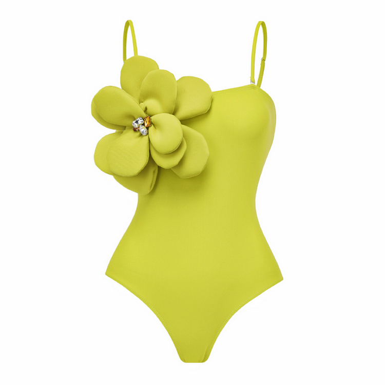 Hand-stitched 3D Flower One Piece Swimsuit and Sarong Flaxmaker