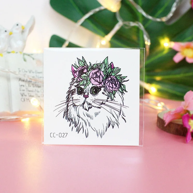 Cartoon Cat and Dog Face Stickers Tattoo Stickers Waterproof Girl/Child Cute Makeup Stickers Small Tattoo Pet Temporary Tattoos