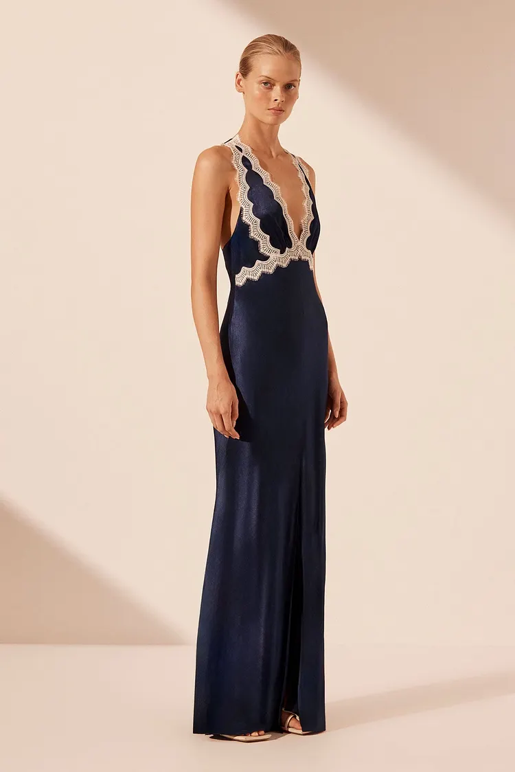 SHONA JOY | CAMILLE LACE CROSS BACK MAXI DRESS
