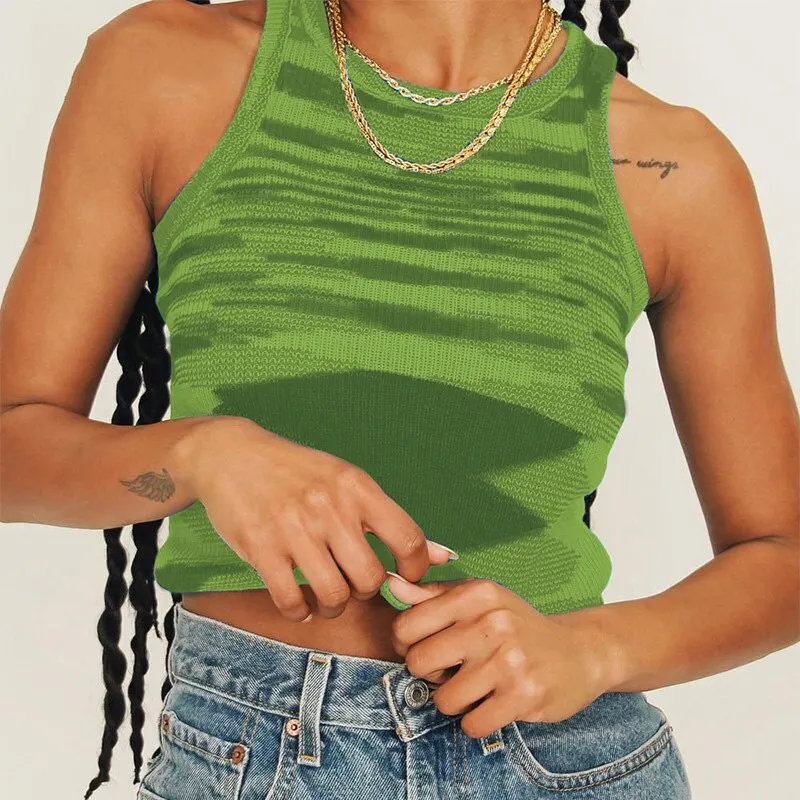 V-neck Crop Top Womens Sleeveless Y2K Basic Shirts Casual Summer Off Shoulder Blue Neck
