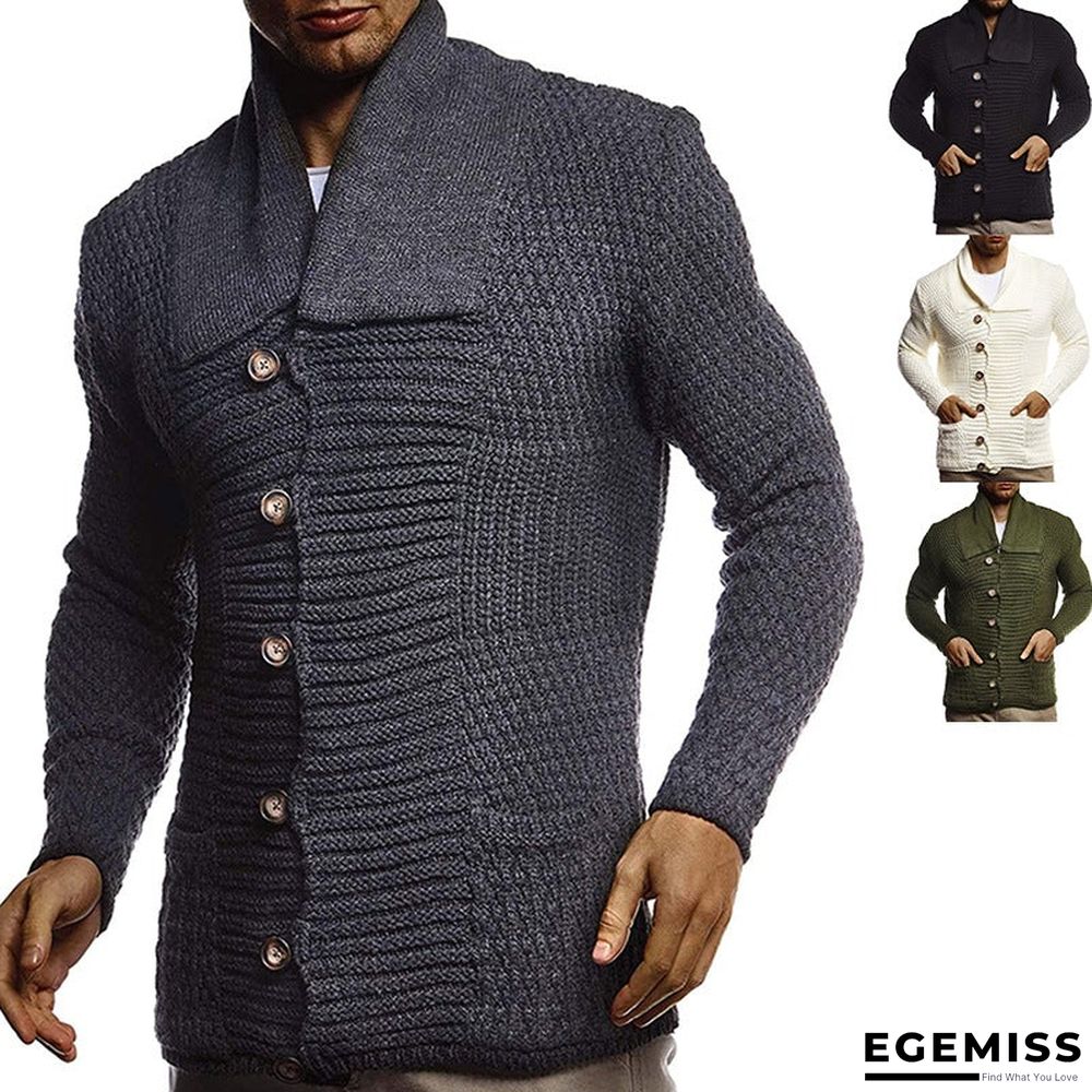 Men's Solid Color Long Sleeve Knitted Cardigan Coat | EGEMISS