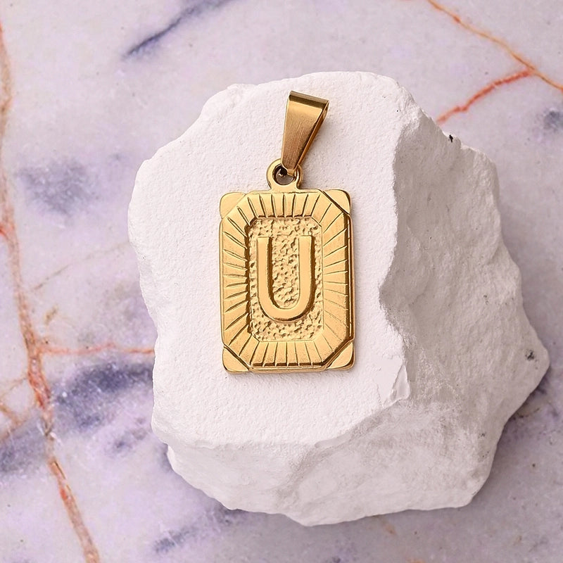 1 Pc/Package 27x17mm 10x5mm 304 Stainless Steel 18K Gold Plated Letter Simple Polished Pendant Jewelry Accessories