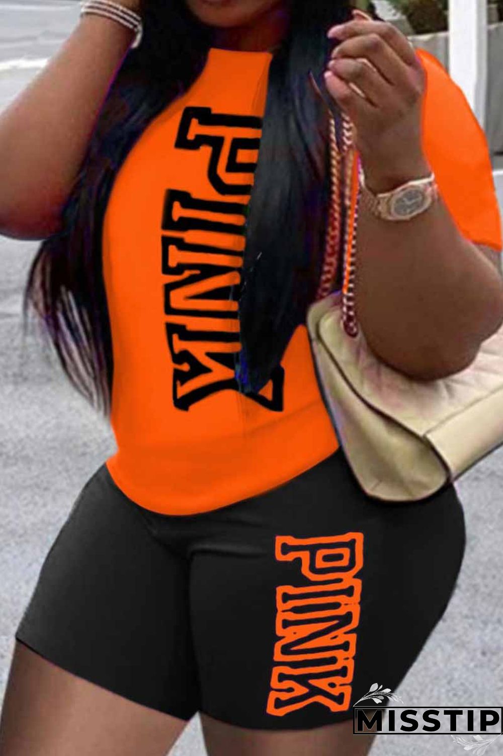 Burgundy Casual Print Letter O Neck Short Sleeve Two Pieces