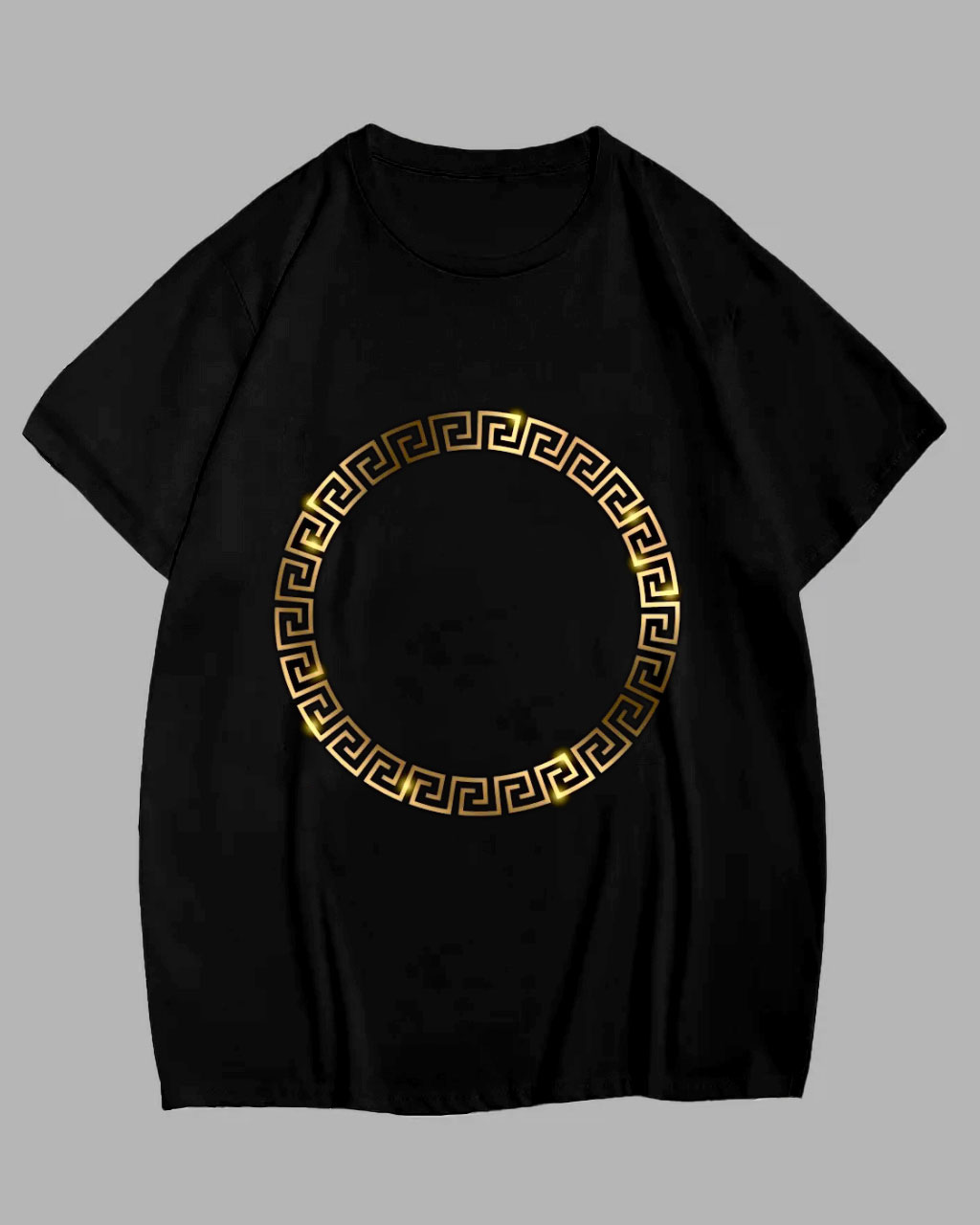 Big Guy's Greek Key Circle Pattern Print Short Sleeve T-Shirt