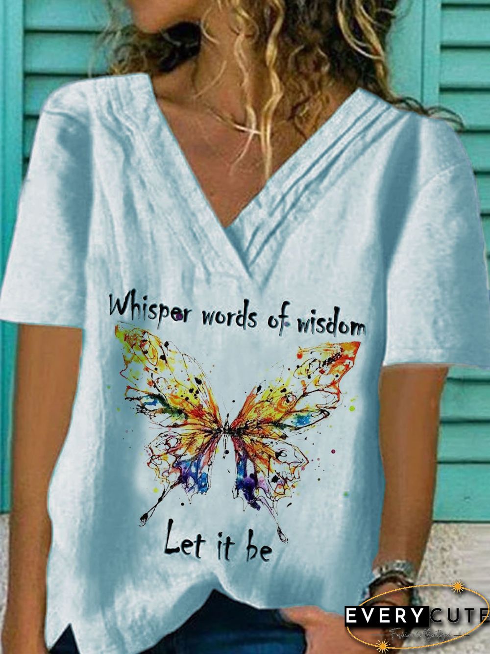 White Floral-Print Casual Cotton-Blend Tops