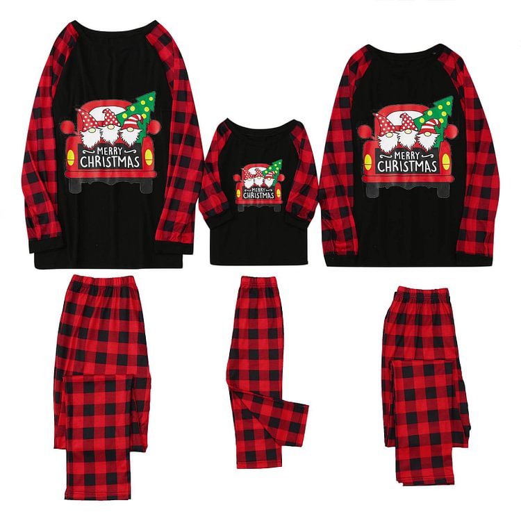 Christmas Parent-Child Red Plaid Patterned Family Matching Pajamas Sets