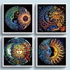 Mandala Soleil Lune-Peinture Diamant Sp&eacute;ciale Partielle-30*30CM