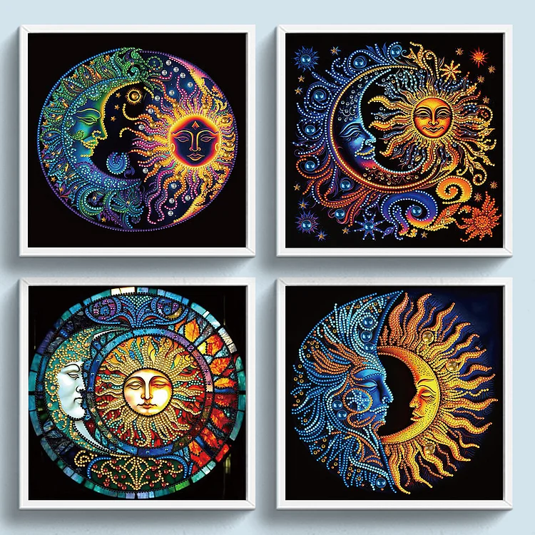 Diamond Painting Kits for Adults,Sun and Moon Face Full Drill Dots