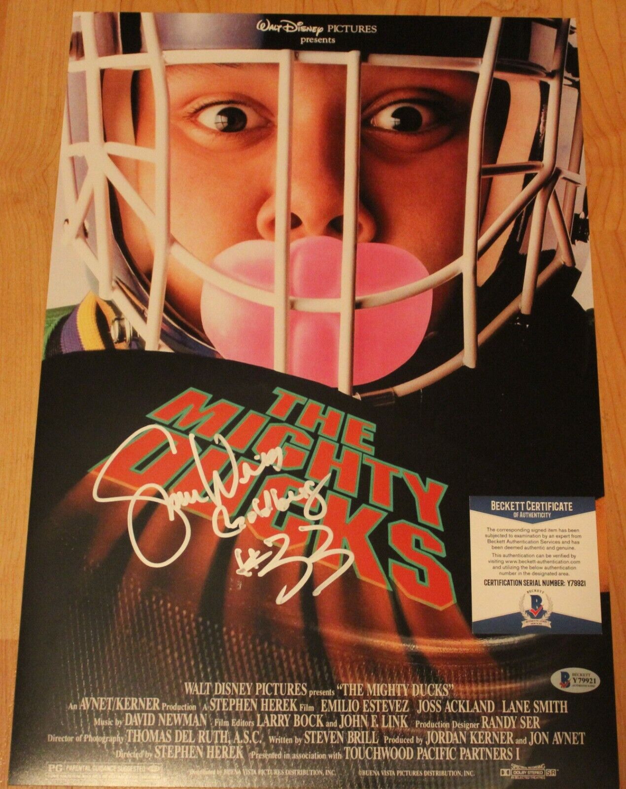 Shaun Weiss Signed Mighty Ducks Movie Poster 12x18 Photo Poster painting w/Beckett COA Y79921